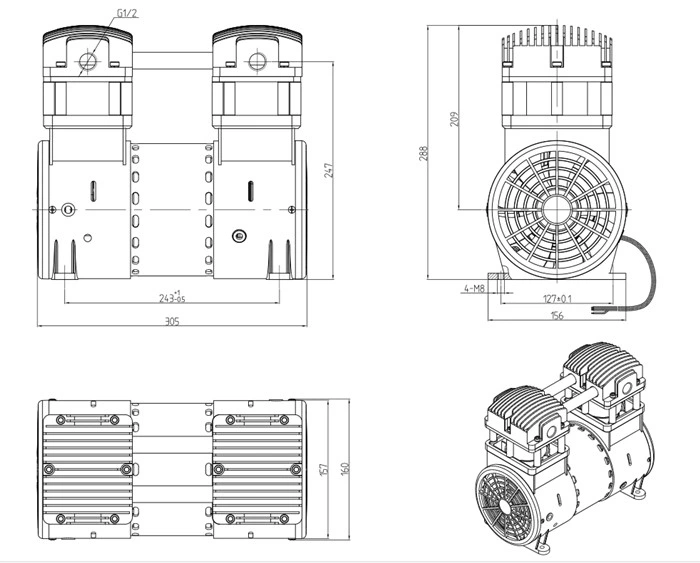 Electric Mini Air Pump Oil Free Vacuum Compressor Pump Manufacturer China